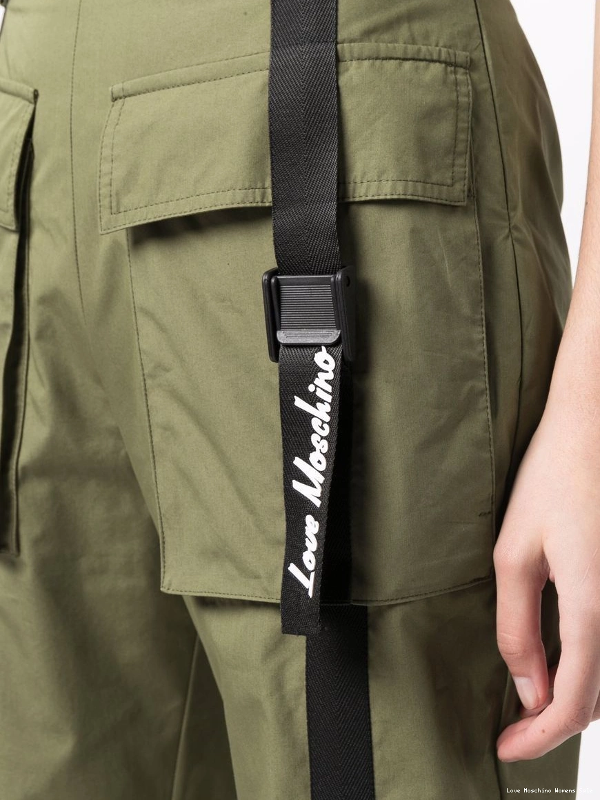 Affordable cotton-blend parachute Moschino flap-pockets Love Women trousers 0323